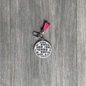 Disco Ball Keychain with Pink Tassel